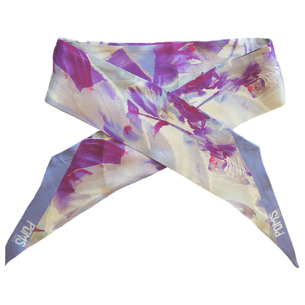 POMS - purple lily silk scarf