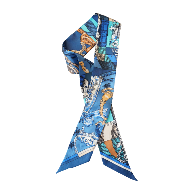 POMS - Blue silk scarf